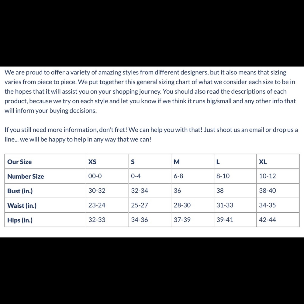 General Sizing